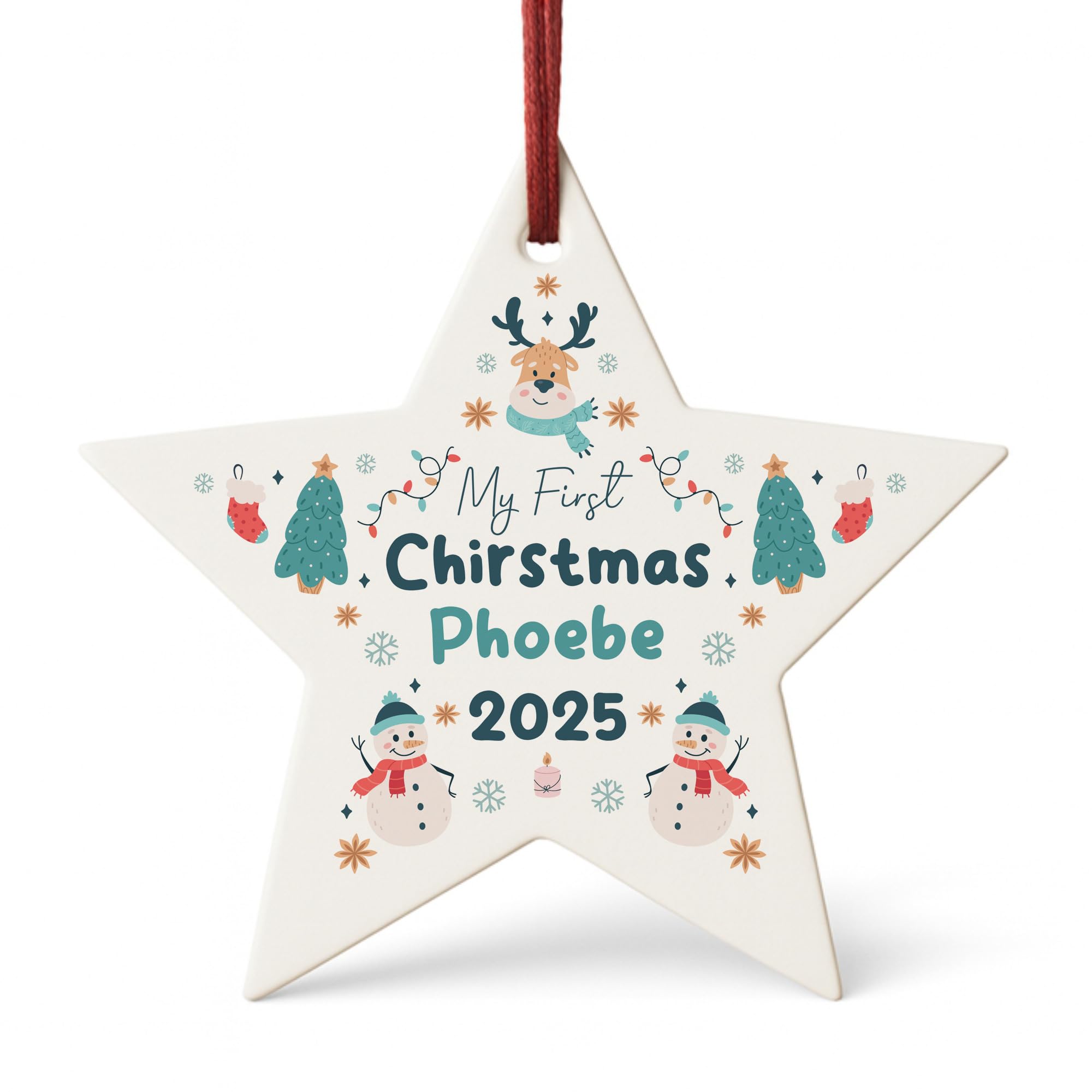 Red Ocean Personalised My First Christmas Star Decoration Acrylic Star Custom Ornament For Baby Boy Baby Girls Babys 1st Christmas Decoration Keepsake