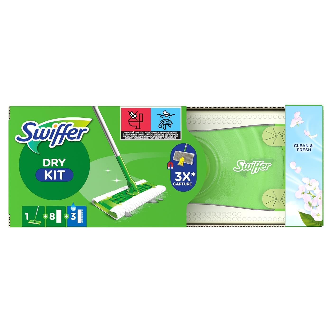 Swiffer Sweeper Basic Kit with 1 Mop, 8 Dry and 3 Wet Floor Cloths