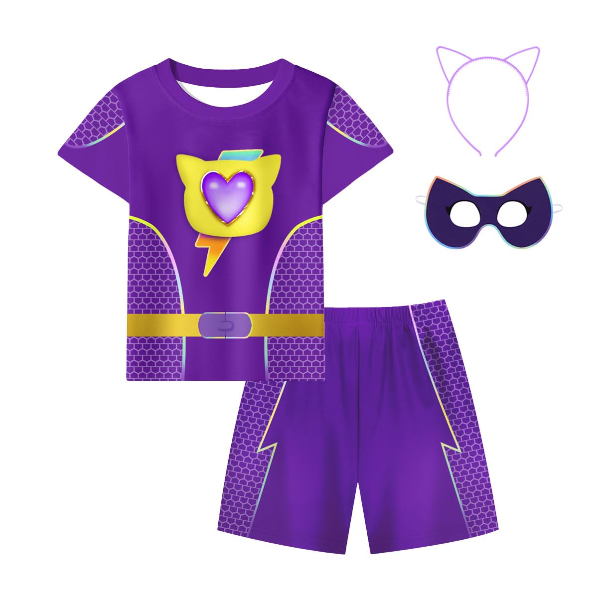 ACoiay Kids Kitties Daily Outfit with Mask and Headband for 2-8 Years