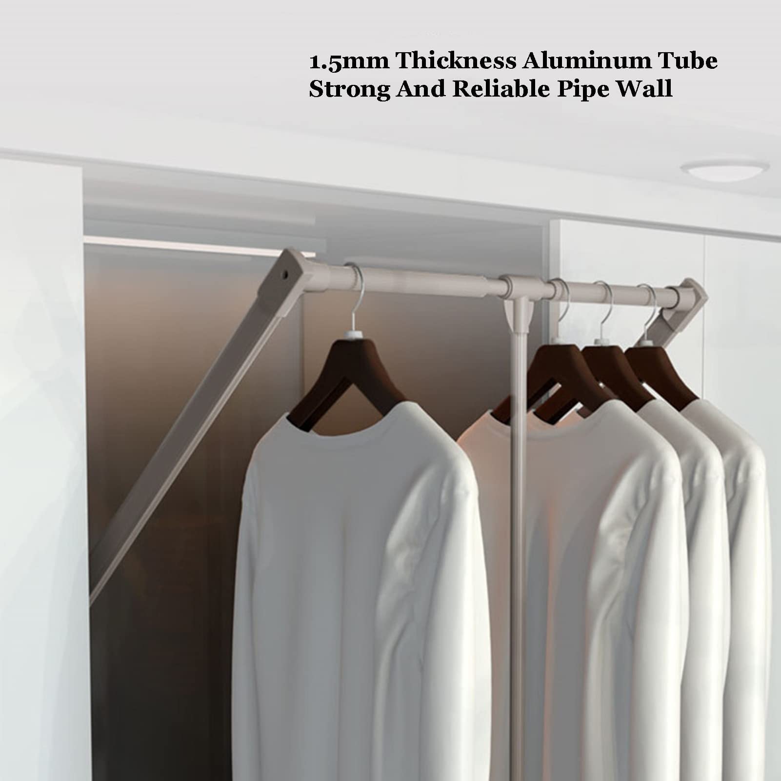 Genérico Barra de Armario abatible Ajustable - Barra Extensible de Acero Inoxidable para Colgar Ropa, Doble Sistema de amortiguación, Capacidad de Carga de 30 kg (tamaño: 890-1400 mm)