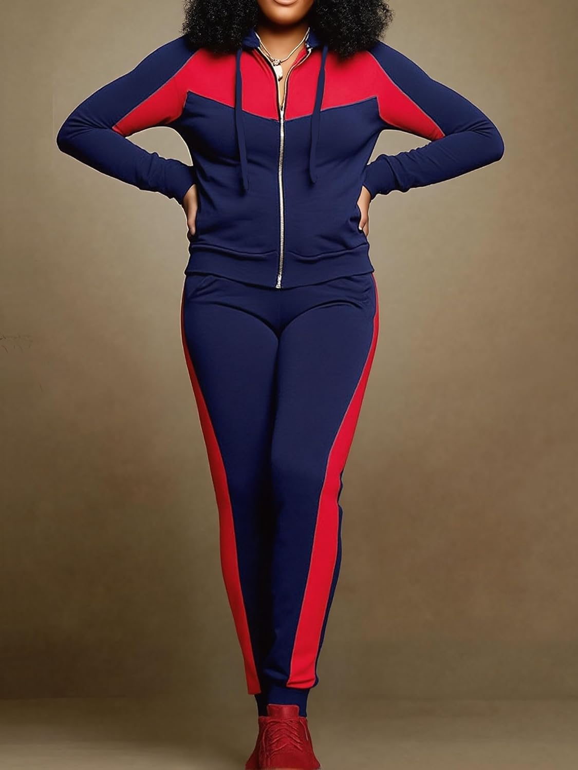 Bealin Women's Jogging Sets 80s 90s Two Piece Outfits Sweatsuit Long Sleeve Zip Tops and Sweatpants Workout Tracksuit Sets - Image 4