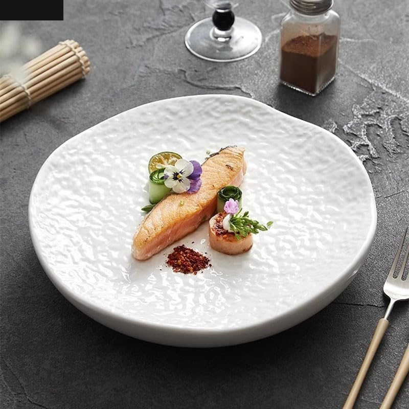 Talerz obiadowy Talerze kuchenne Naczynia Wzór Ceramiczny talerz izolacyjny Czysta biel Talerz deserowy Talerz na przekąski Talerze do sushi Specjalna zastawa s(10-calowy, jeden rozmiar)