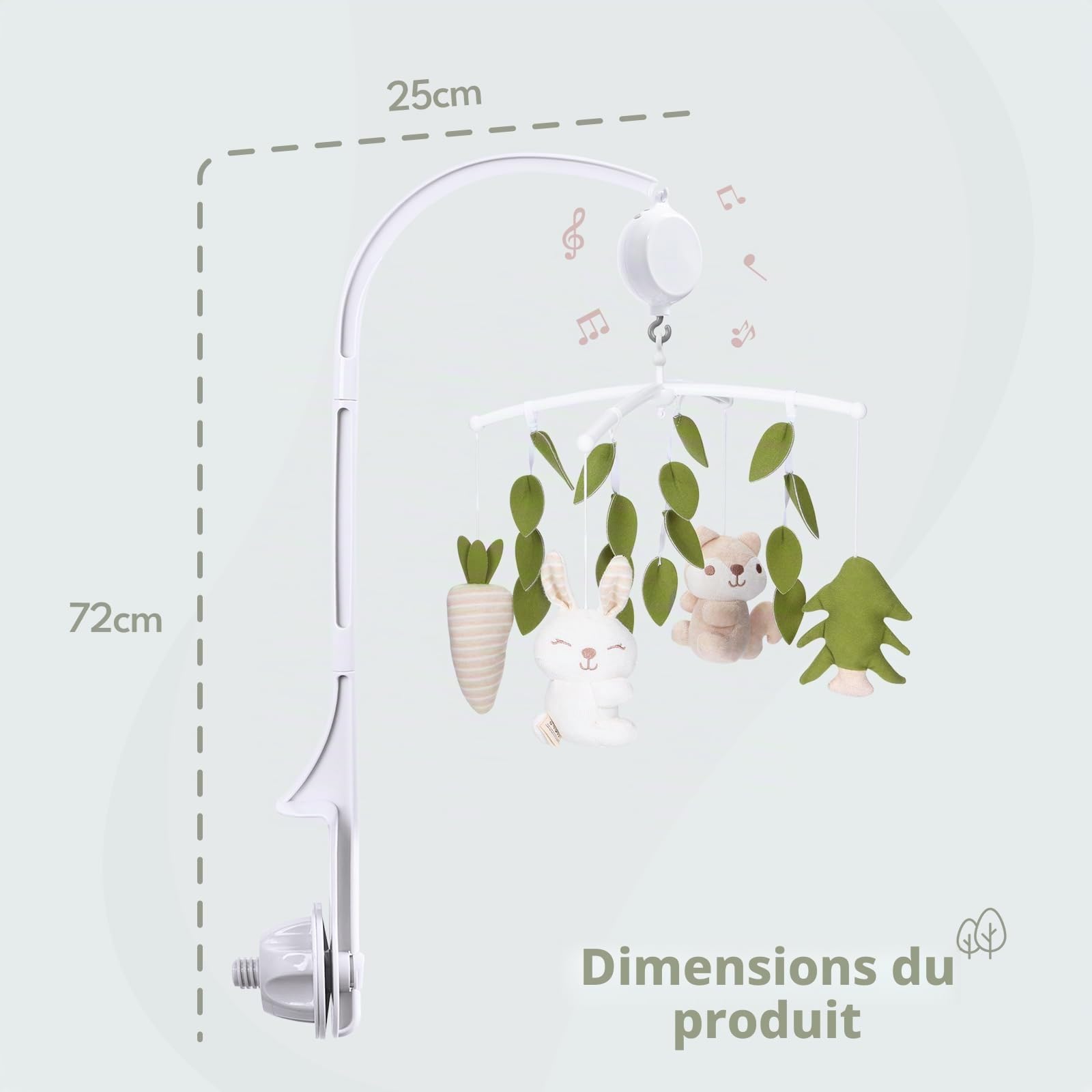 Mobile Musical Bébés-35 musical-3 modes-Volume réglable-Facile à installer- Pour garçons et filles-Forêt