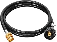Vista 9 de GasSaf Manguera de propano de 5 pies, adaptador de propano convertidor de 1 libra a 20 libras, manguera de parrilla de gas de tanque de propano