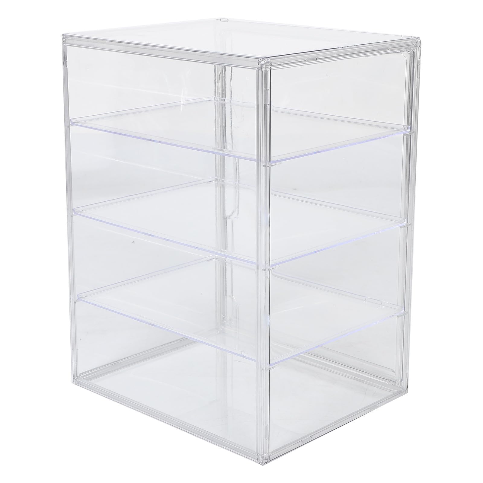 Vitrina Transparente de Acrílico de 4 Niveles con Puerta Magnética y Estantes Ajustables para Almacenamiento de Pan en Encimera de Cocina