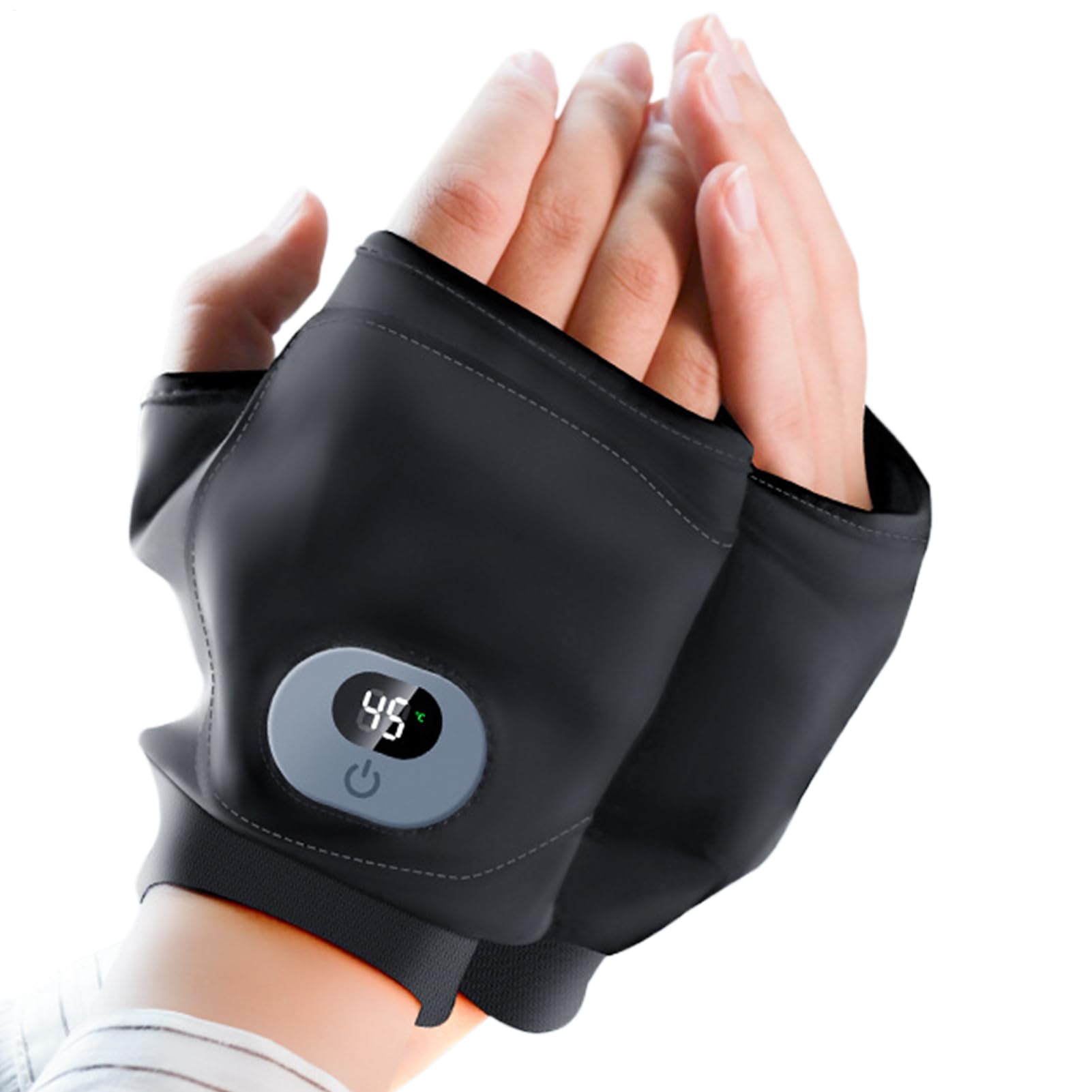 Guantes calefactables eléctricos | 3 niveles pantalla digital guantes térmicos sin dedos, guante eléctrico para clima frío | para camping, ciclismo, carreras al aire libre, conducción
