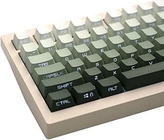 GEKUCAP PBT Keycaps 134 Keys OEM Profile Double Shot Keycaps Side Engraved Transparent Keycap Set Fit for 61/64/87/96/108 Cherry Mx Switches ISO ANSI Layout Mechanical Keyboard（Gradient Green Keycap）