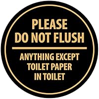 Vista 21 de Signs ByLITA Circle Please Do Not Flush Anything Except - Letrero de pared o puerta de papel higiénico - Cinta adhesiva de espuma de doble cara