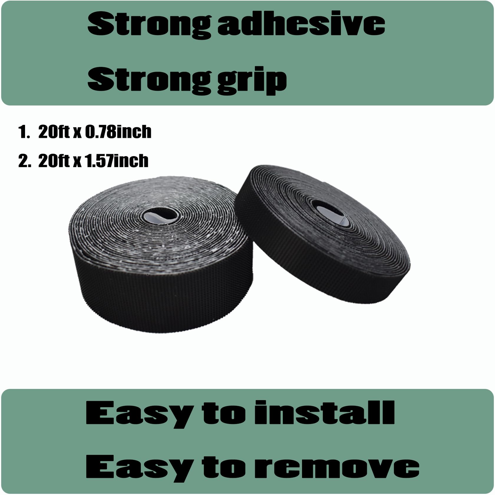 LANNUO Adhesive Hook and Loop Tape Strong Sticky Back - Heavy Duty Fastener Stripe for Home, Office, Scool, Organizing, DIY, Crafts etc (Black, 1in×4in)