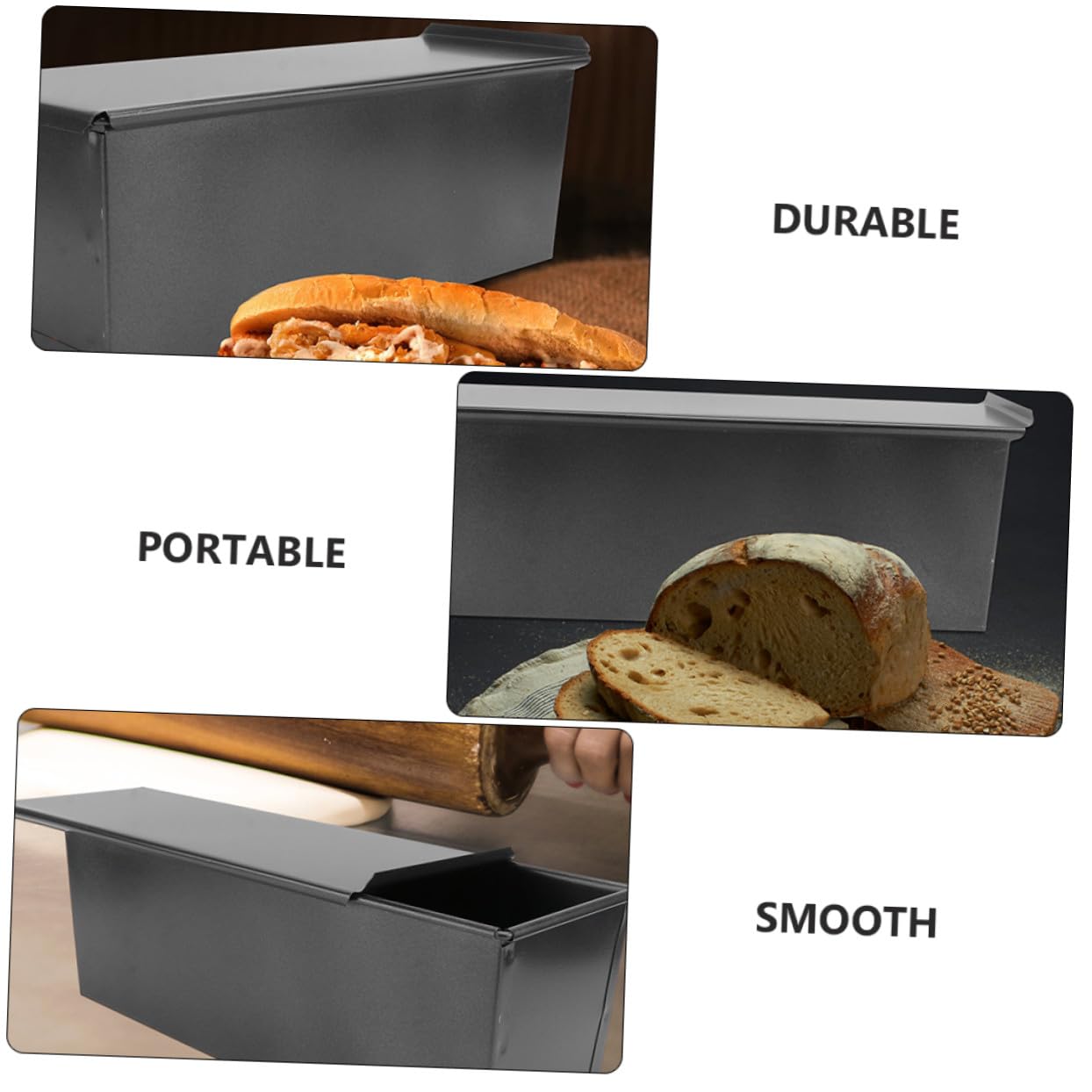 Molde Antiadherente para Hornear Pan Tapa de Hierro Negro | Ligero y Portátil, Fácil de Limpiar, Estructura Simple, Adecuado para Casa y Cheesecake