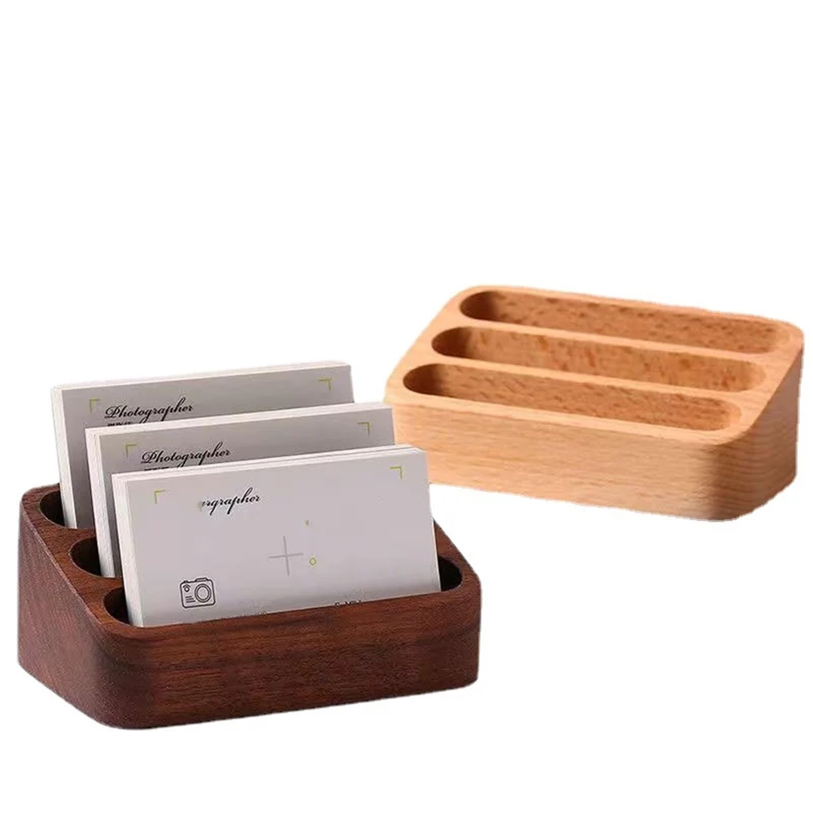 Tarjetero de madera Caja de madera for tarjetas visita, escritorio creativo gran capacidad, soporte frontal for exhibición y almacenamiento, 1 Uds