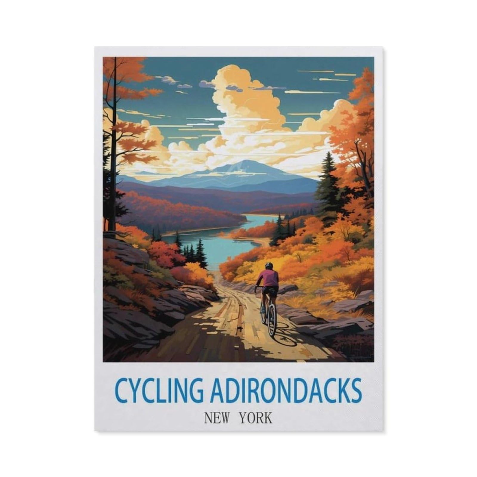BEAYODKP Cycling Adirondacks New York，Diamond Painting Kits for Adults - 5D Diamond Painting Kit Full Drill, Diamond Art Kits for Home Wall Decor（50 x 60 cm/19.68 x 23.62 inches）-CN34
