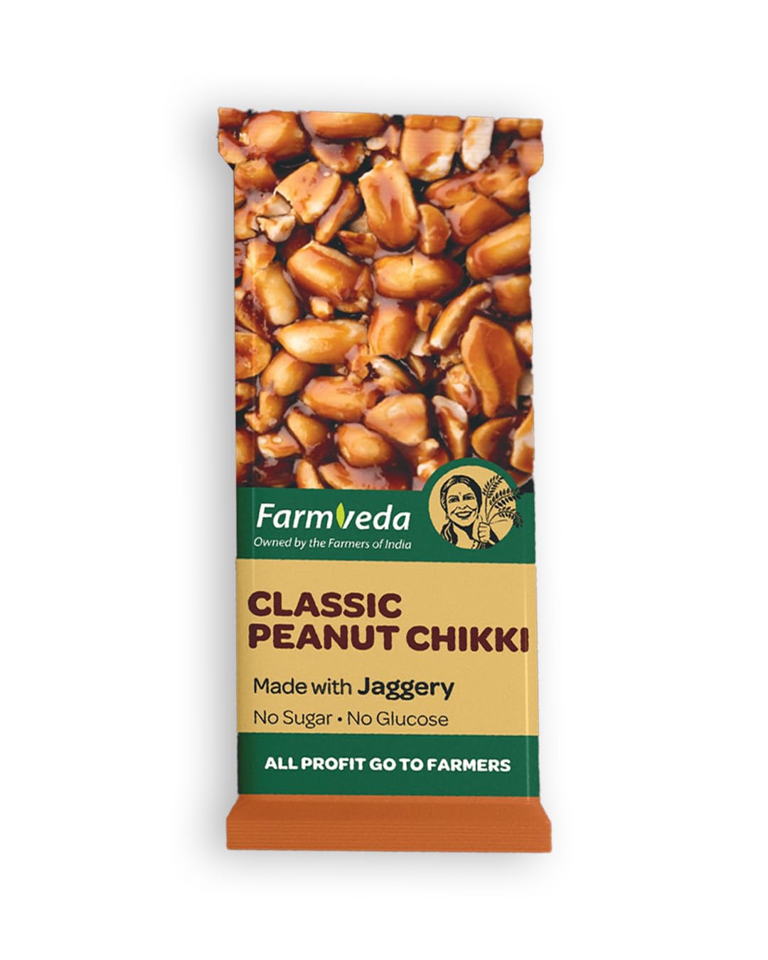 Farmveda Classic Jaggery Peanut Chikki Bar Jar (25gm each) | Delicious & Crunchy Peanut Bar | Preservative-free, Natural & Non-GMO | Sourced Directly from Farmers (Pack of 60)