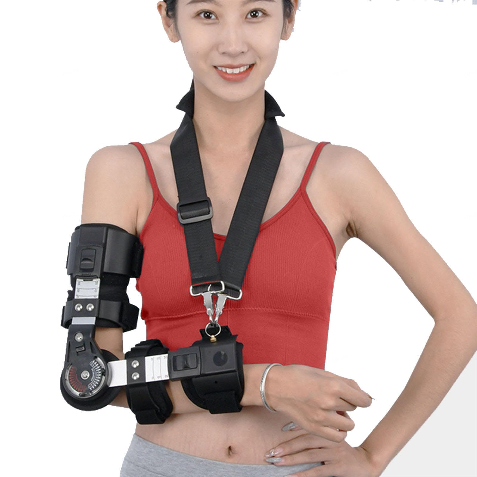 Tutore per Gomito Regolabile con Cerniera E Cinturino, Fissaggio per Distorsioni Dell'Articolazione del Gomito Unisex, Supporto per Il Periodo di Recupero da Lussazione,Right