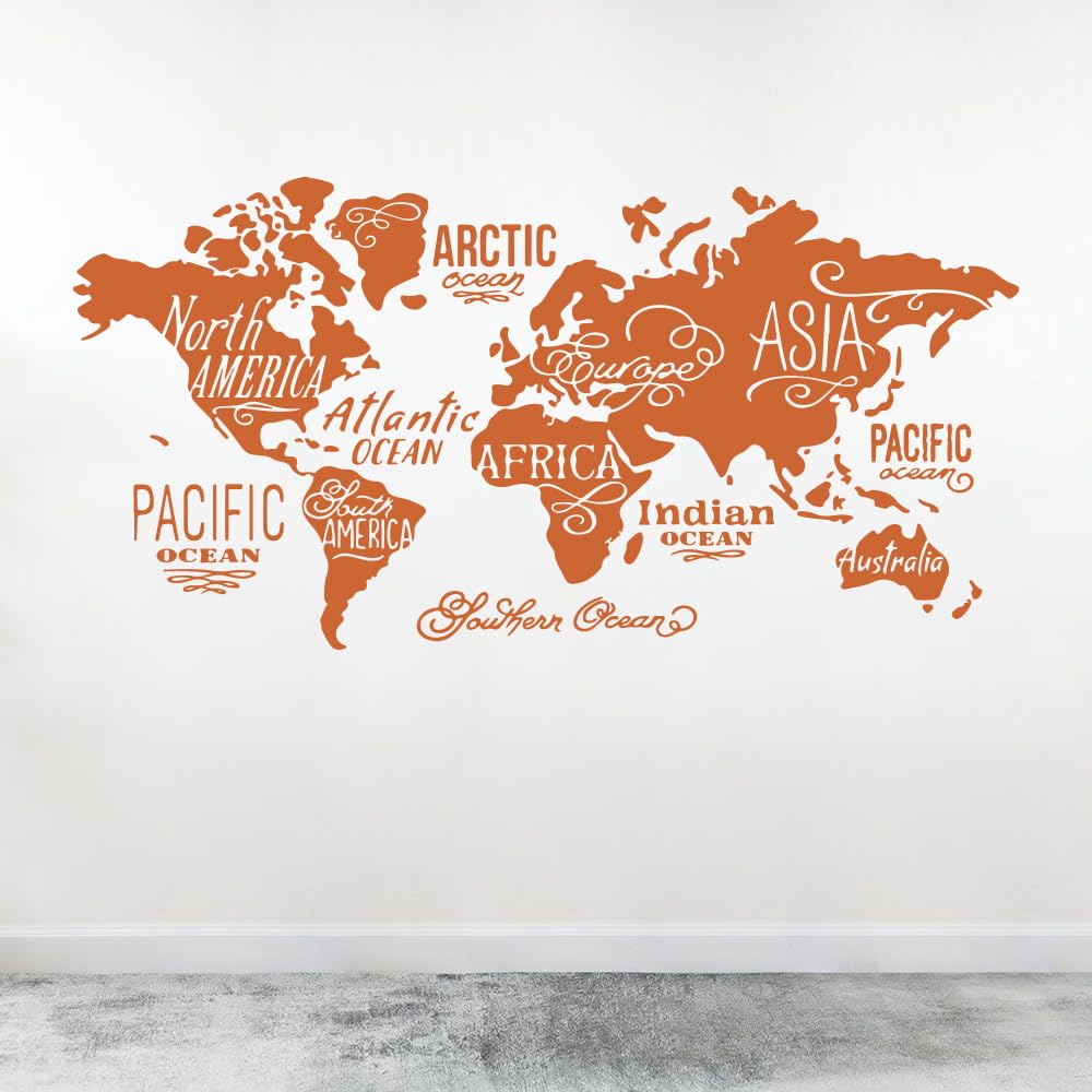 MAXPIX - Global World Map Wall Vinyl Decal Sticker, Any Occasion Gift, Wall Art for Home, Kitchen or Office, Middle East Map, Vinyl Material (Rust, Large)
