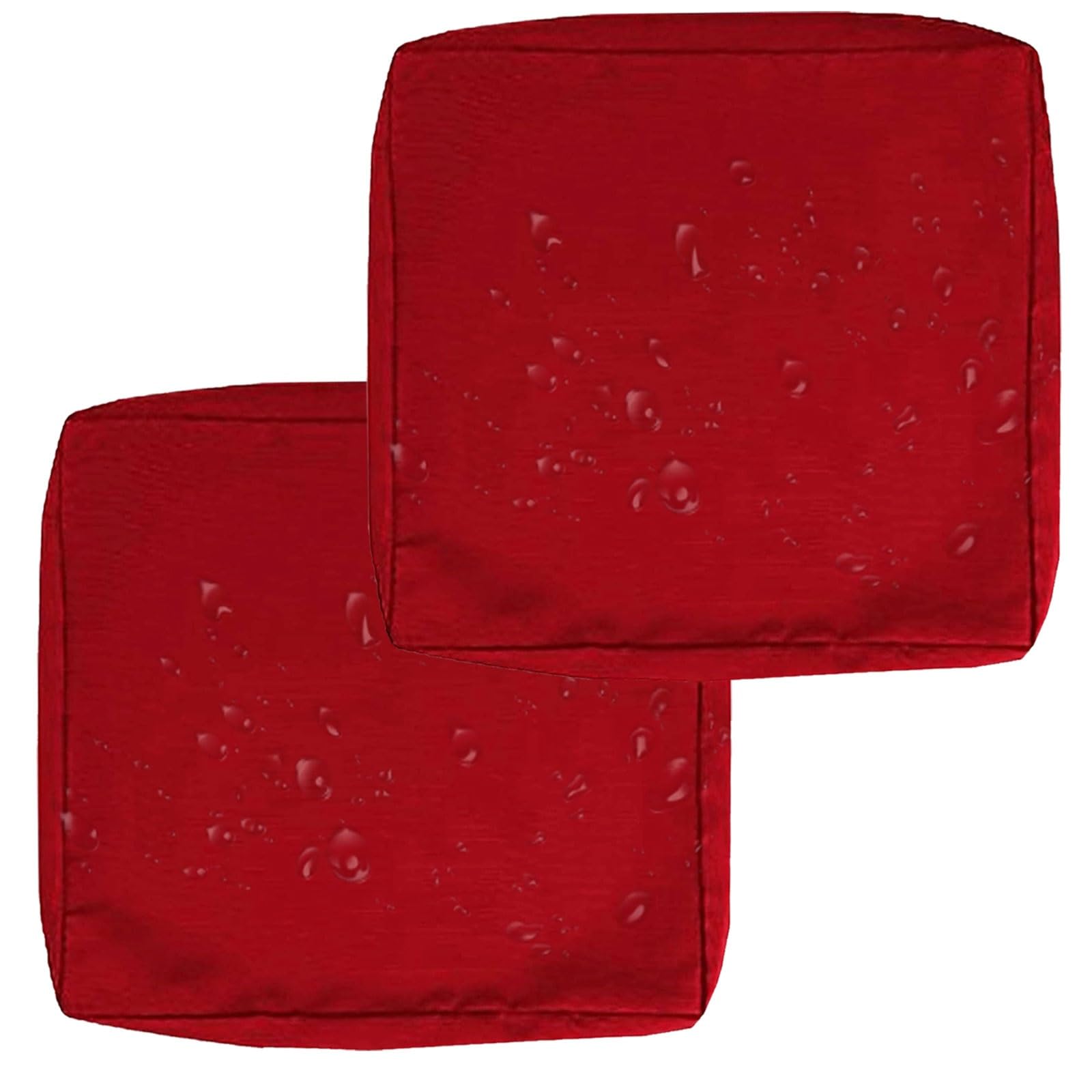 uyeoco 1/2/4-Pack Seat Cushion Covers Waterproof with Zipper, 60x60cm & 50x50cm for Garden Furniture, Seat Pads Cover for Indoor & Outdoor Sofa/Chair Patio Rattan Furniture(Red,2-PACK_55X45X10CM)