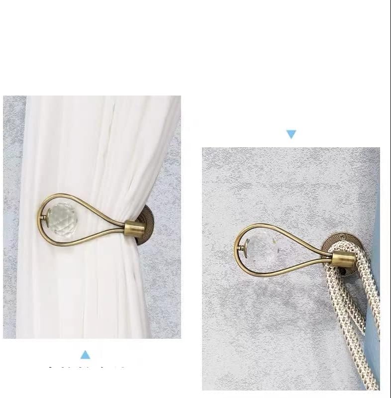 Curtain Tie Backs, 2 Pcs Crystal Curtain Holdback Wall Tie Hooks Hanger Holder Window Screens Accessories Home Decor for Home Office Hotel/Ch-0138-Yin