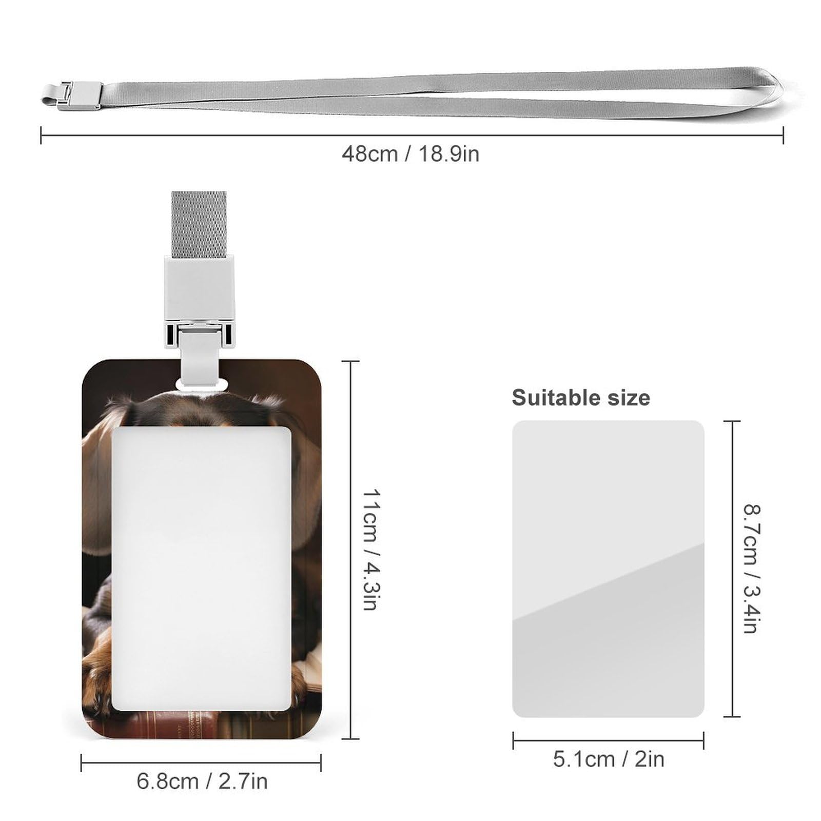 LHBWCVN Porte-badge Coulissant En Plastique Dur Avec Lanière