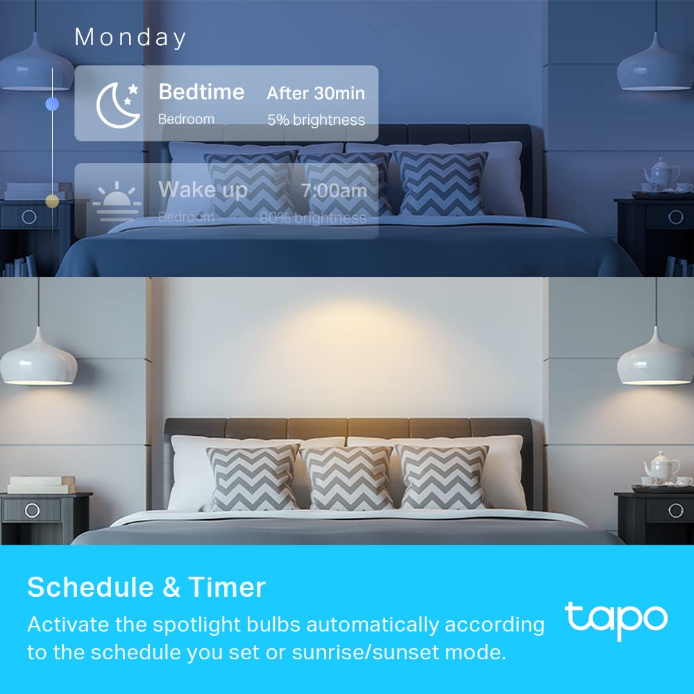 TP-Link Tapo L630 (4-pack) | Zestaw 4 inteligentnych żarówek Wi-Fi GU10 RGB | Ściemnialne | Sterowanie przez aplikację Tapo | Kompatybilne z Alexa i Google Home