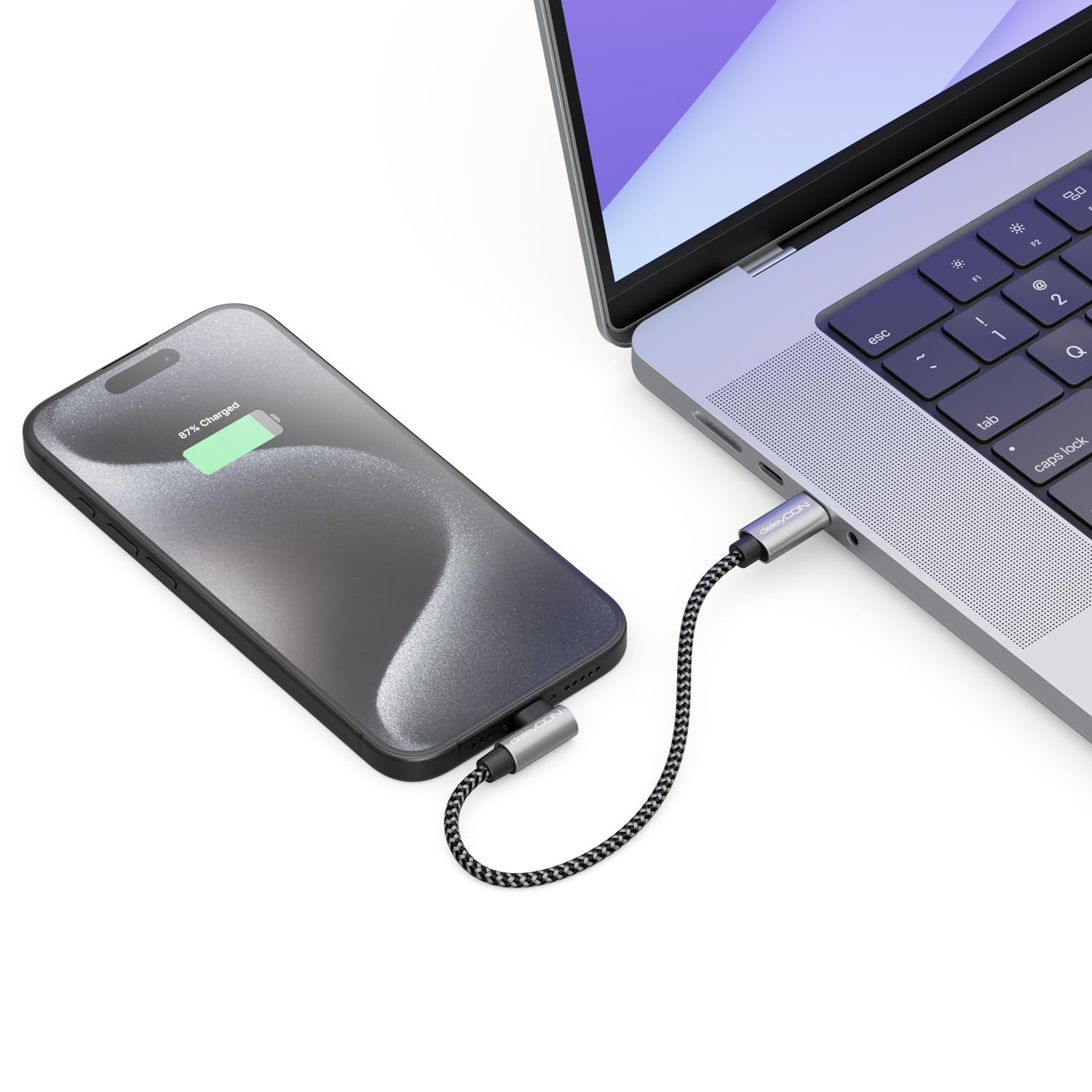 deleyCON USB-C 0,15m 90° Angolato PD3.0 60W Ricarica Rapida Corto 15cm USB-C a USB-C per iPhone 17 16 15 Pro Max Air S26 S25 S24 Pixel iPad Pro MacBook Air Tablet Switch PS5
