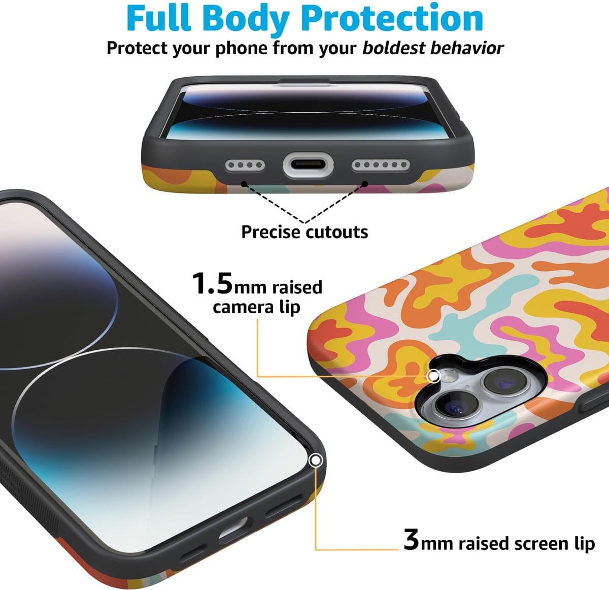 Casely iPhone 16 Case | Tropical Color Splash | Abstract Retro | Bold Protective Design | Compatible with MagSafe - Image 4