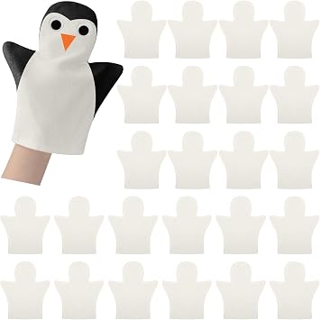 Soulchen 24 Pcs DIY Cotton Hand Puppet Kit 8 x 9.8 Inch Making Your Own Puppets Blank Fabric for DIY Crafting Storytelling Family Activities Art Party Supplies Creative Play Holiday Subject Gifts