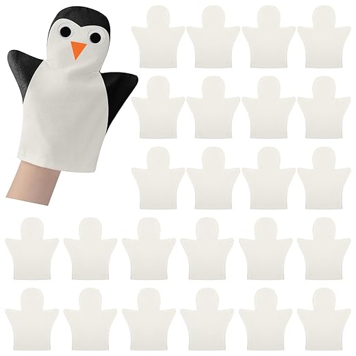 Soulchen 24 Pcs DIY Cotton Hand Puppet Kit 8 x 9.8 Inch Making Your Own Puppets Blank Fabric for DIY Crafting Storytelling Family Activities Art Party Supplies Creative Play Holiday Subject Gifts
