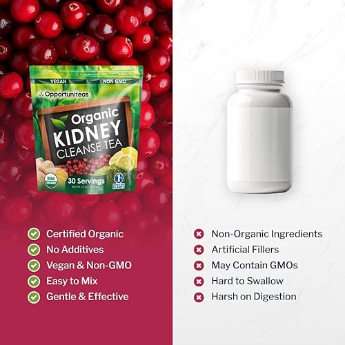 Miniatura 5 de Opportuniteas Té orgánico de desintoxicación renal - té verde matcha arándano limón y jengibre 4 superalimentos limpiadores para bebidas Una