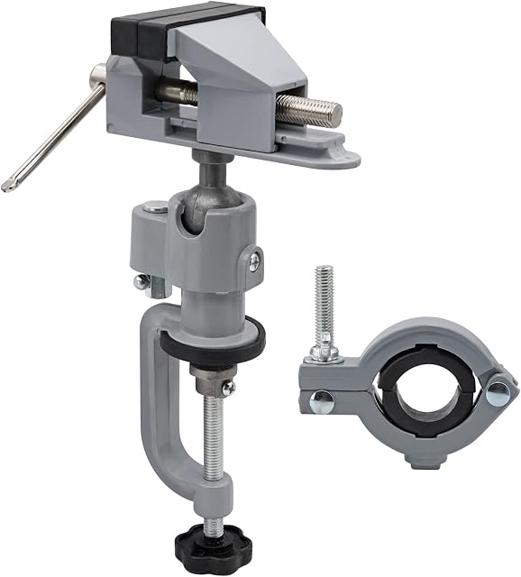 MUALROUS 2 in 1 Table Vise Bench Clamp Vice Aluminum Alloy Swivel Vise 360 Degree Swivel Rotating for Electric Drill Stent Grinder Tools Holder