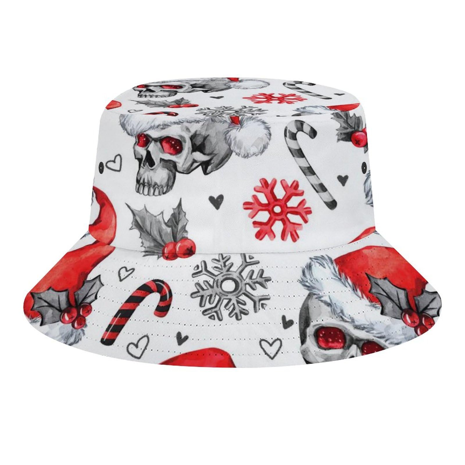 Lurnise Unisex Multi Men‘s Sun Hats Skull Pattern Christmas Snowflakes Women's Bucket Hats Fisherman Hat Outdoor Cap