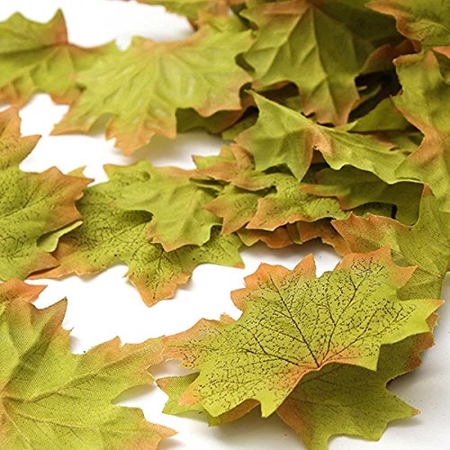 Biowow Silk Artificial Leaves Green Fall Autumn Maple Leaf for Wedding Garden Decorations 200 Pcs
