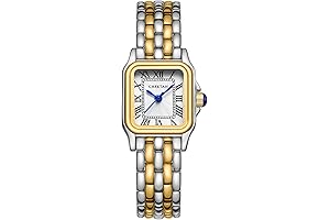 Gold Watches for Women with Two Tone Small Vintage Bracelet, Roman Dial