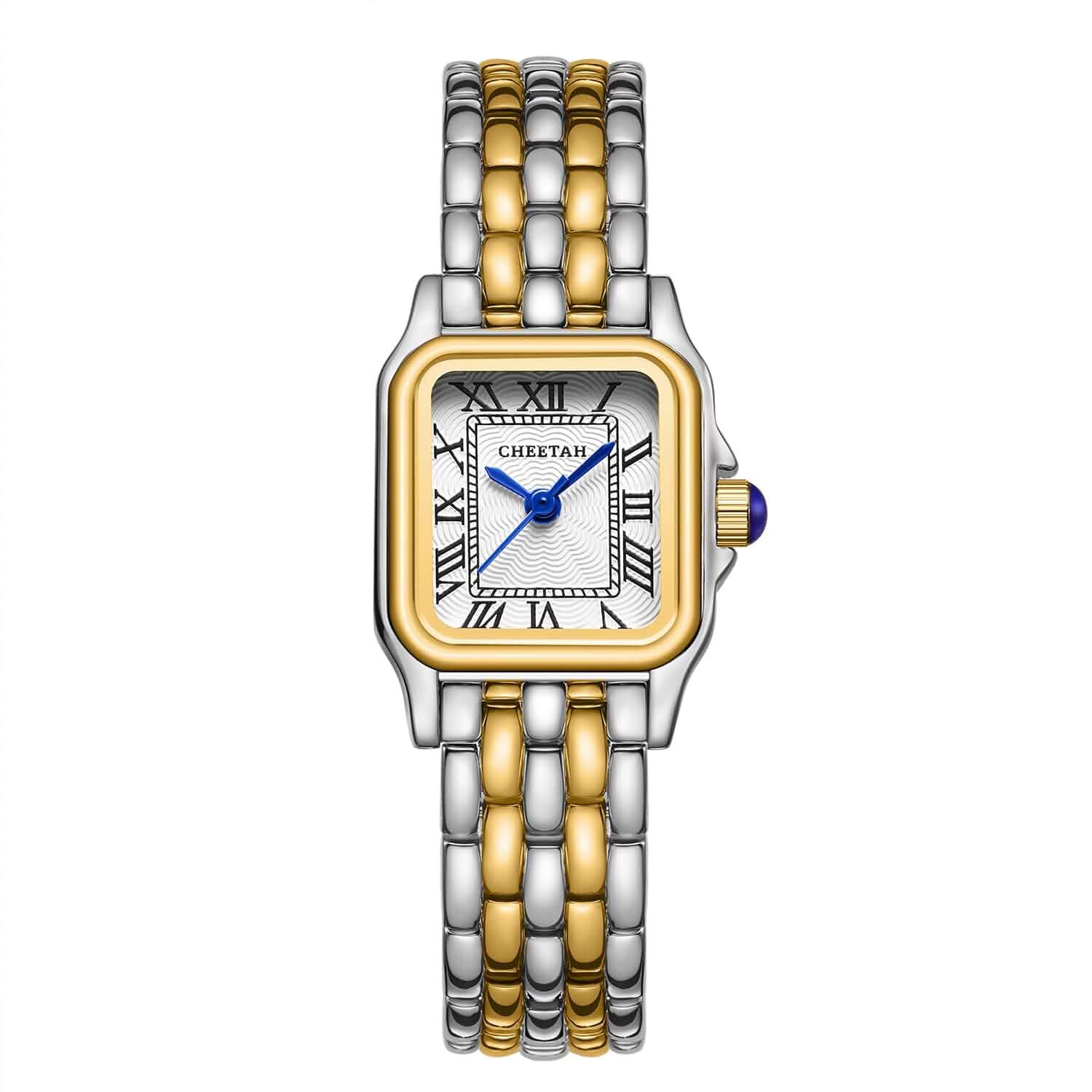 CHEETAH Gold Watches for Women with Small Vintage Bracelet, Rectangular Case Roman Dial Stainless Steel
