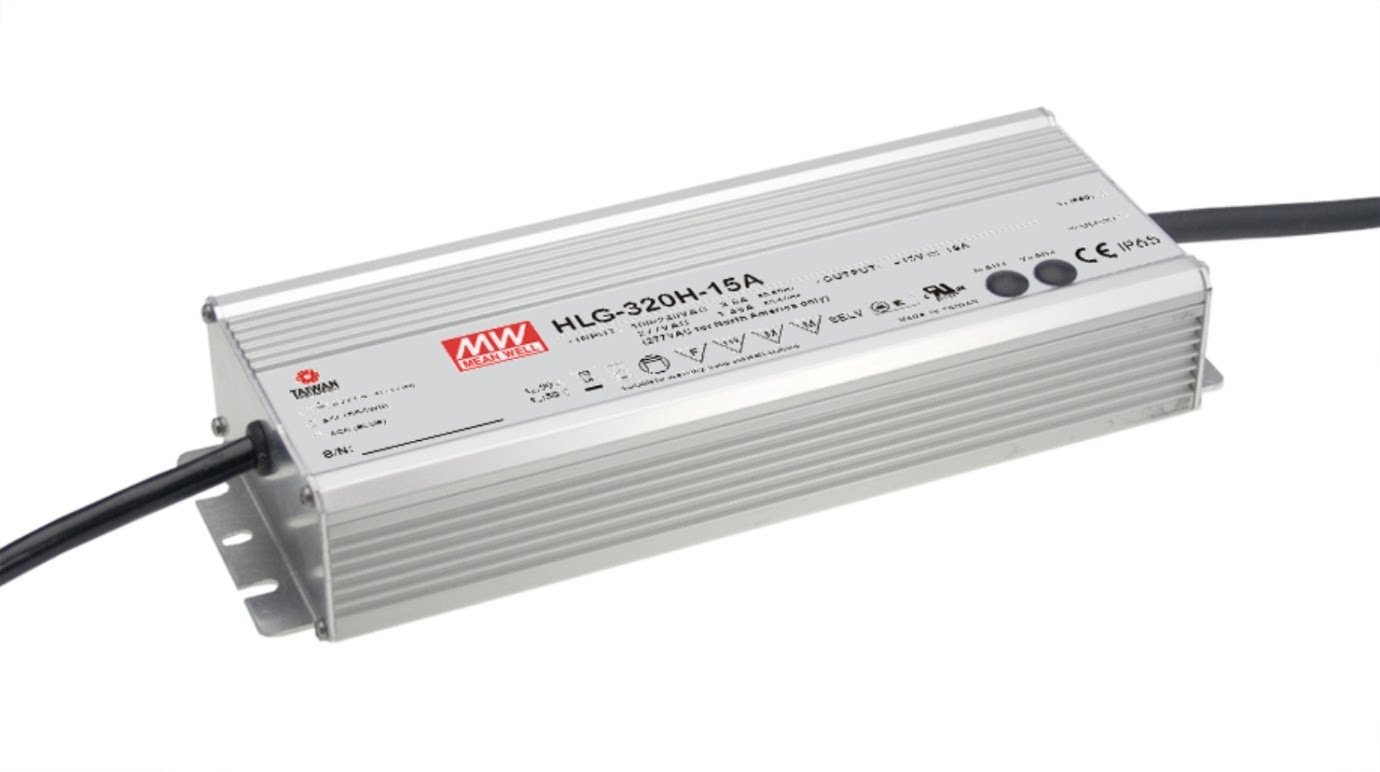 Mean Well HLG-320H-24 Power Supply, Switching, Single Output, 320 W, 24V at 13.3 A, 8.86 L x 2.67 W x 1.52 H