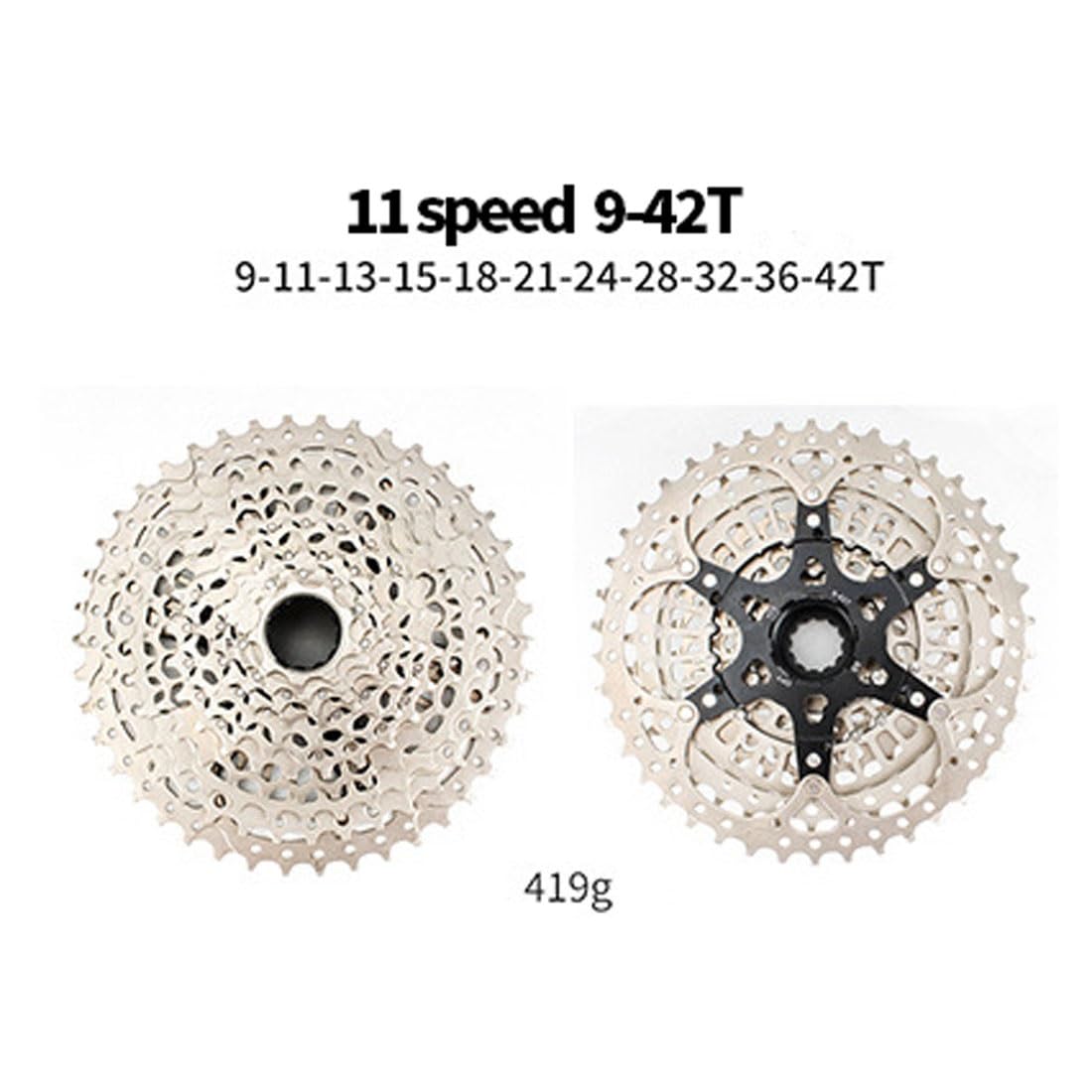 Cassette XD De 11 Velocidades 9-42T Cassette De Bicicleta Ultraligero 11s Piñones De Bicicleta De Montaña MTB De Velocidad Variable Plata