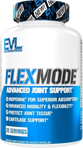 Evlution FLEXMODE Suplemento de apoyo articular de alta absorción con vitaminas avanzadas para las articulaciones que incluyen glucosamina,