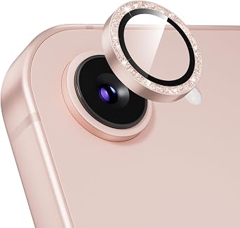 Camera Protective Film for iPhone 17e / 16e, Sparkling, 9H Tempered Glass, Aluminum Alloy, Shockproof, iPhone 17E Camera, High Transmittance, Black Edge, No Flash Interference, Installation