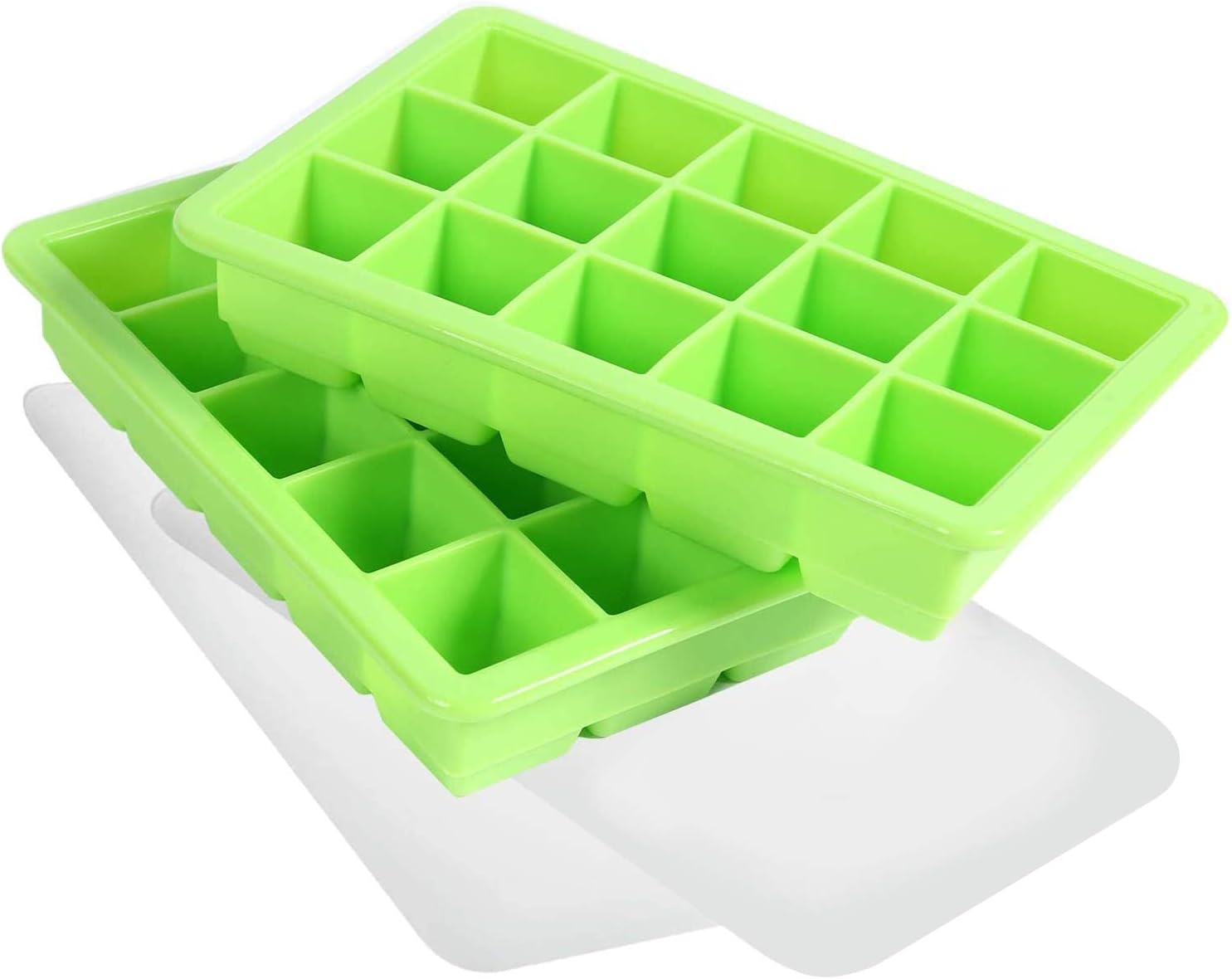 LessMo 2 PCS Ice Cube Tray, Square Ice Cube Freezing Tray