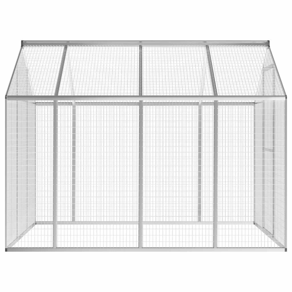 Aviario exterior de aluminio, 178 x 242 x 192 cm, transitable con rejilla y techo, adecuado para conejos, cobayas, animales pequeños, recinto de jardín exterior, establo estable para roedores