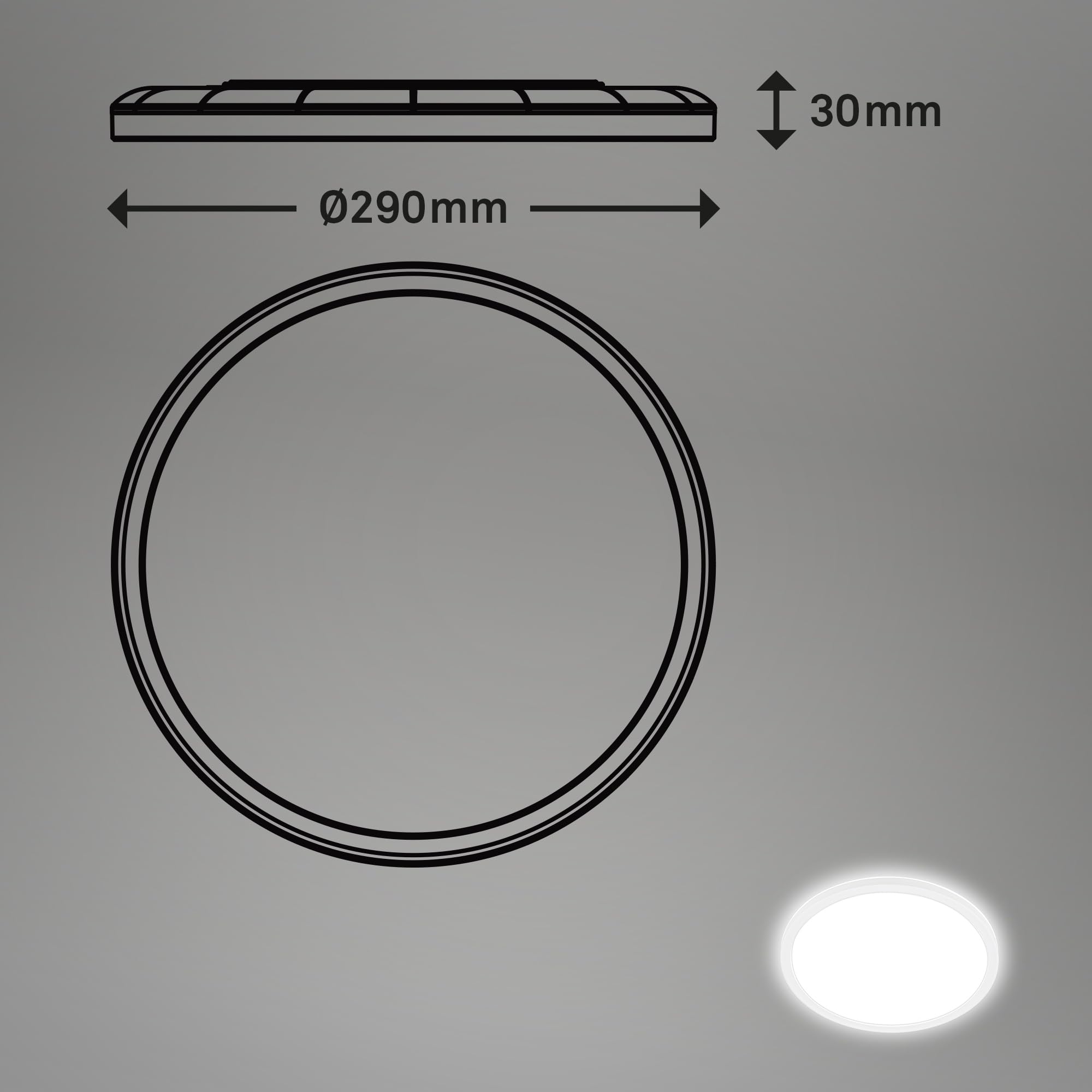 BRILONER - Lámpara de techo LED con detector de movimiento 3m de alcance IP44, color de luz blanco neutro, lámpara de baño, 29x3 cm, blanco