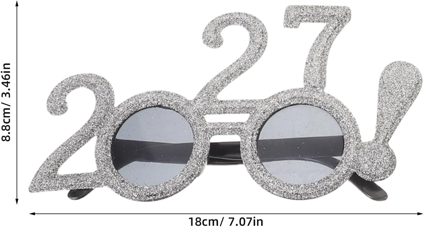 4Pcs New Year Party Eyeglasses 2027: Celebration Glasses for New Years Eve - Glittered Number 2027 Graduation Season Glasses Eyewear