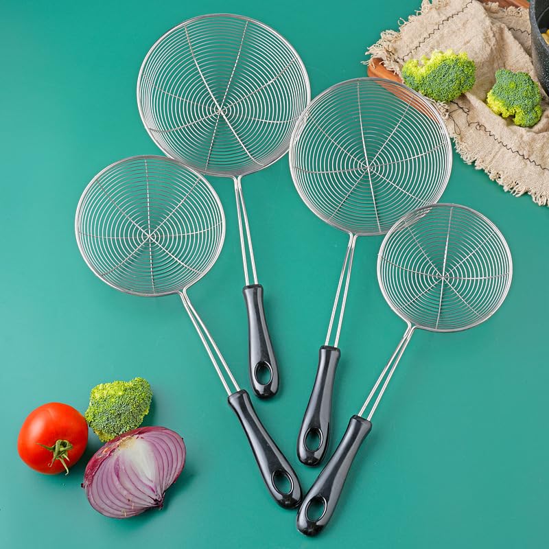 sdneNest Juego de cubiertos de cubiertos de 4/16/24/32/40/48 piezas de drenaje de alambre de acero inoxidable, asas de plástico, fideos a la parrilla, tamices de filtro de olla caliente picante