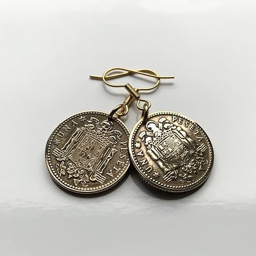 Miniatura 4 de Spain España 1 Peseta Spanish coin earrings escudo Español Madrid Barcelona Sevilla Málaga Córdoba Valencia Granada Zaragoza Toledo Cadiz Bilbao