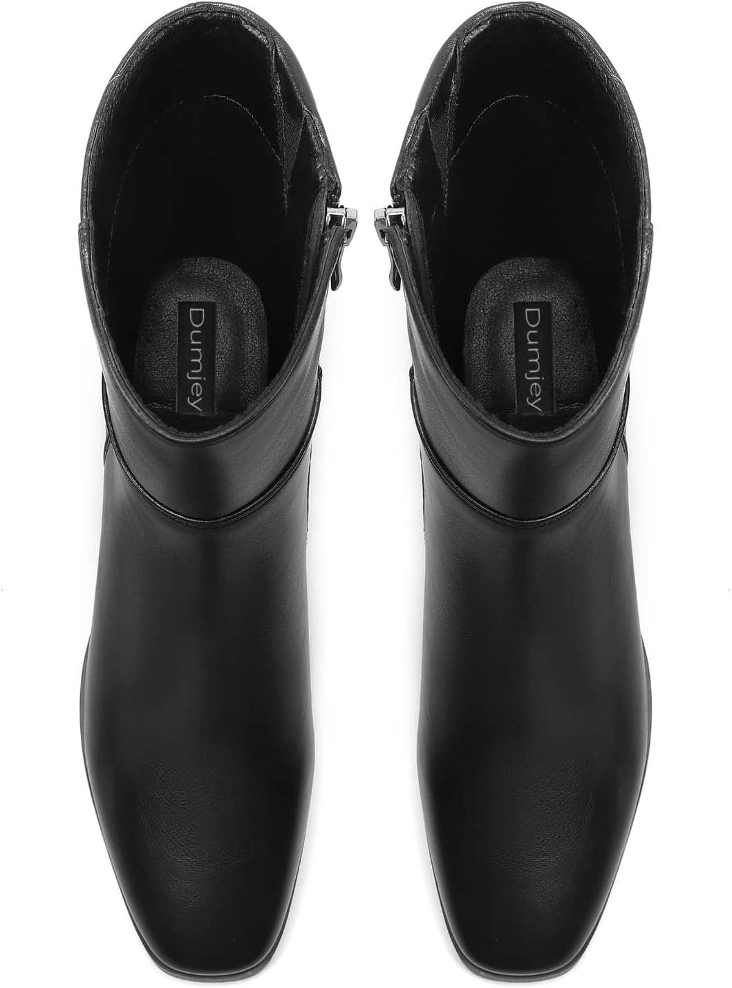 Women Ankle Boots Square Toe Chunky Heel Booties Mid Stacked Heels Fashion Dress Short Boots with Zips - Image 6