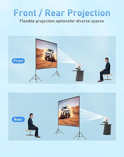 Miniatura 5 de Pantalla de proyector con soporte, pantalla de proyector portátil de 100 pulgadas con bolsa de transporte, 169 4K 1080p HD proyección trasera ángulo