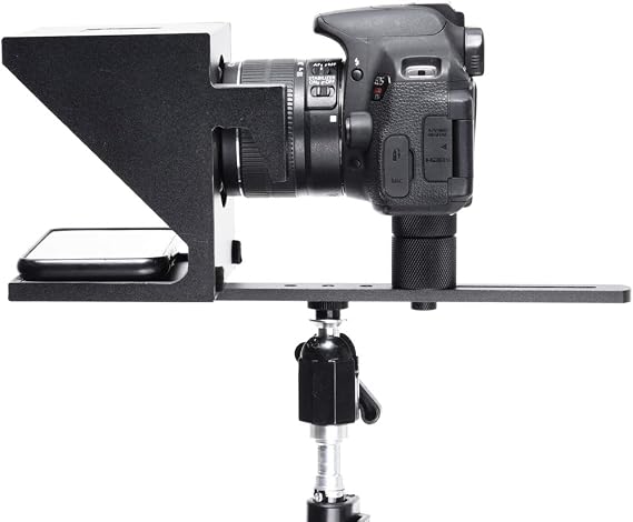 The Original Compact Personal Teleprompter for Video Production. No Studio Required. Perfect for DSLRs, Webcams, and Built-in Laptop Cameras. Use with iOS or Android.