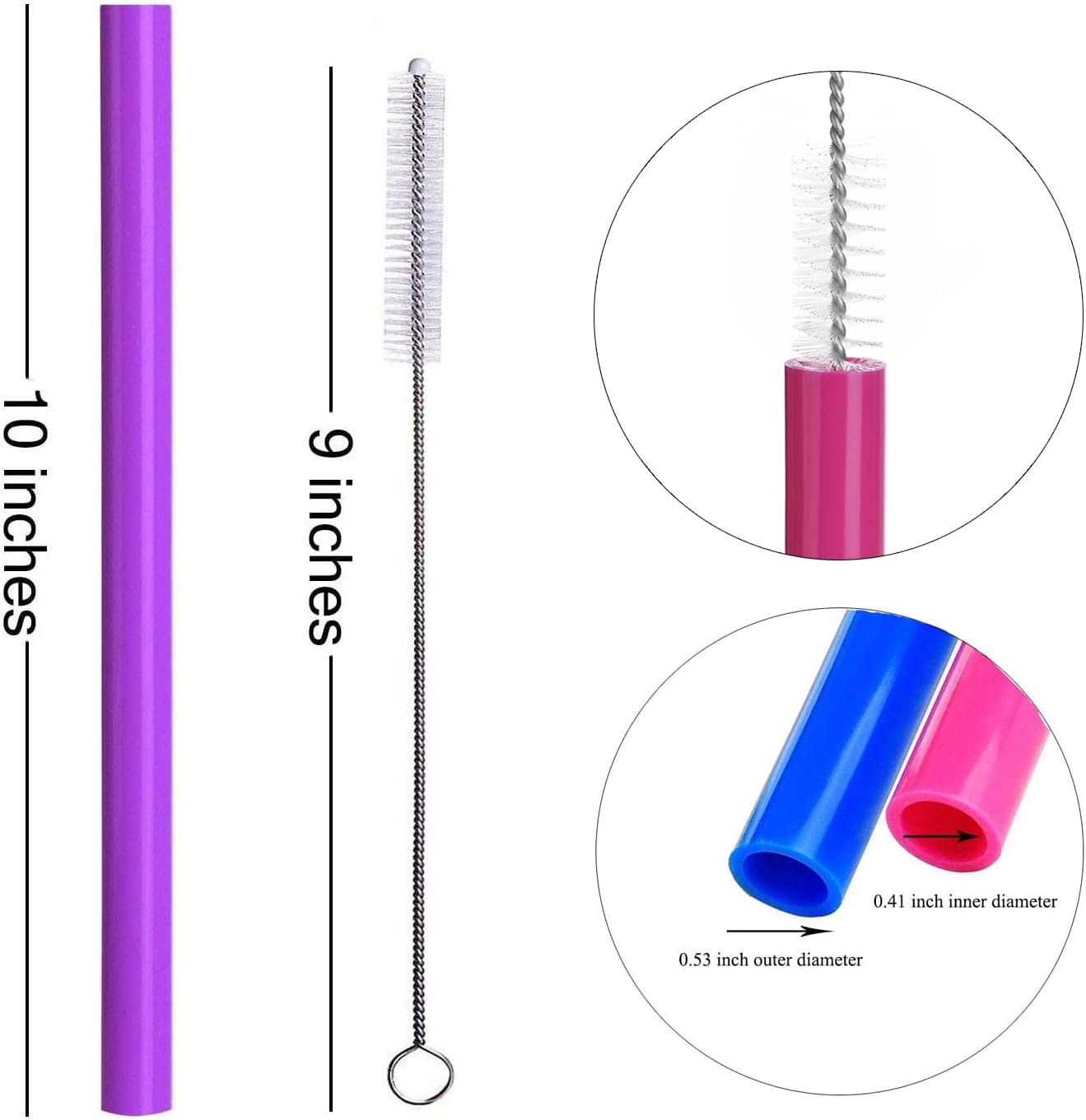 Black Friday - 40% OFF ALINK Reusable Boba Smoothie Straws, 10” Long Extra Wide Fat Silicone Straws for Drinking Bubble Tea, Set of 6 with Cleaning Brush Super Cheap 🛒 ALINK Reusable Boba Smoothie Straws, 10” Long Extra Wide Fat Silicone Straws for Drinking Bubble Tea, Set of 6 with Cleaning Brush