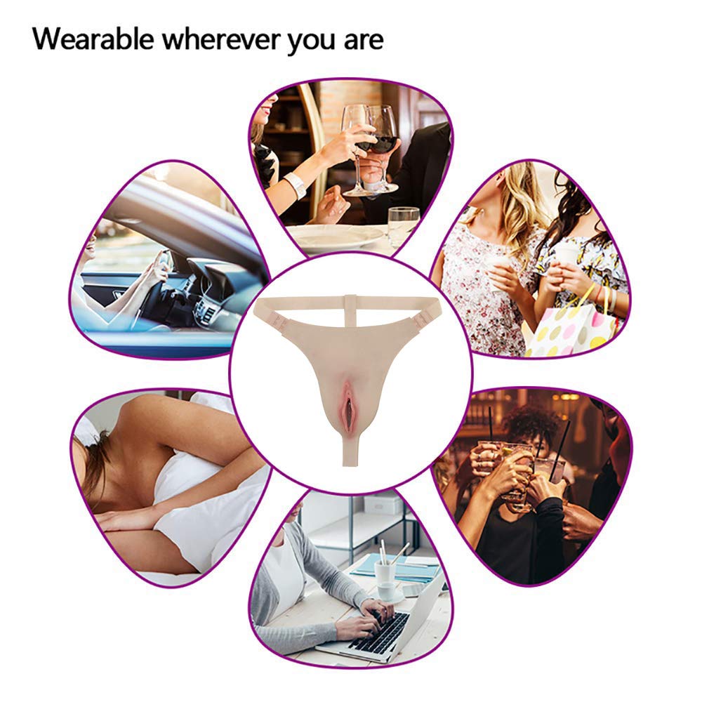 Camel Toe Men Hiding Gaff Silicone Panty - Fake Vagina Thongs G-String Realistico Slip Modellante Underwear per Crossdresser Travestito,Skinb~catheter