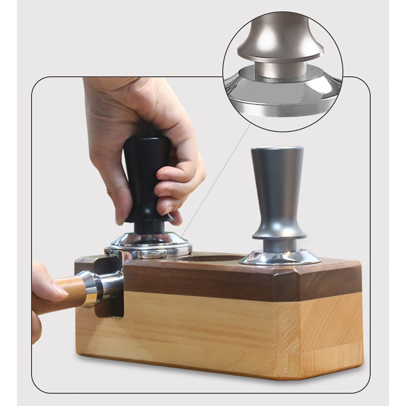 Café Tamper Presiona elástica Café de café primavera presión constante acero inoxidable Espresso Prensador(Schwarz,58mm)