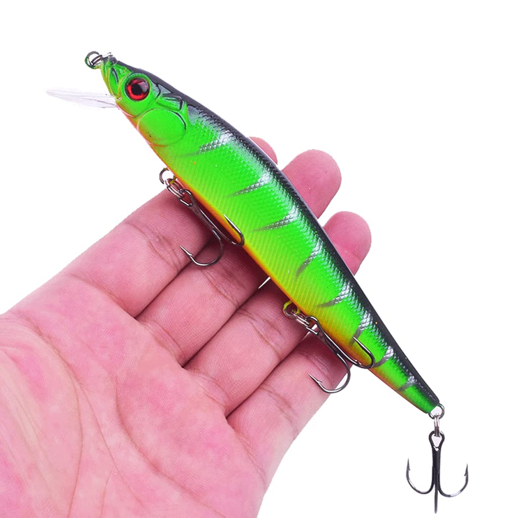 Lot De 7 Leurres Crankbait Minnow 9,5 Cm – Yeux 3D, Bille Acier, Hameçons Triples, Pour Brochet, Perche, Truite